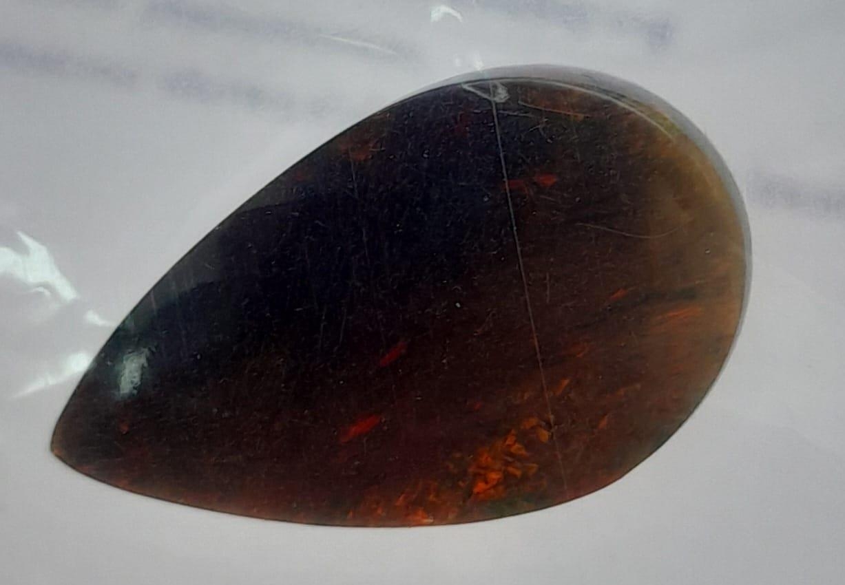 A 17.75ct Multicolour Fire Effect Natural Ethiopian Opal Gemstone. Sealed in a box. AIG Milan - Image 2 of 6