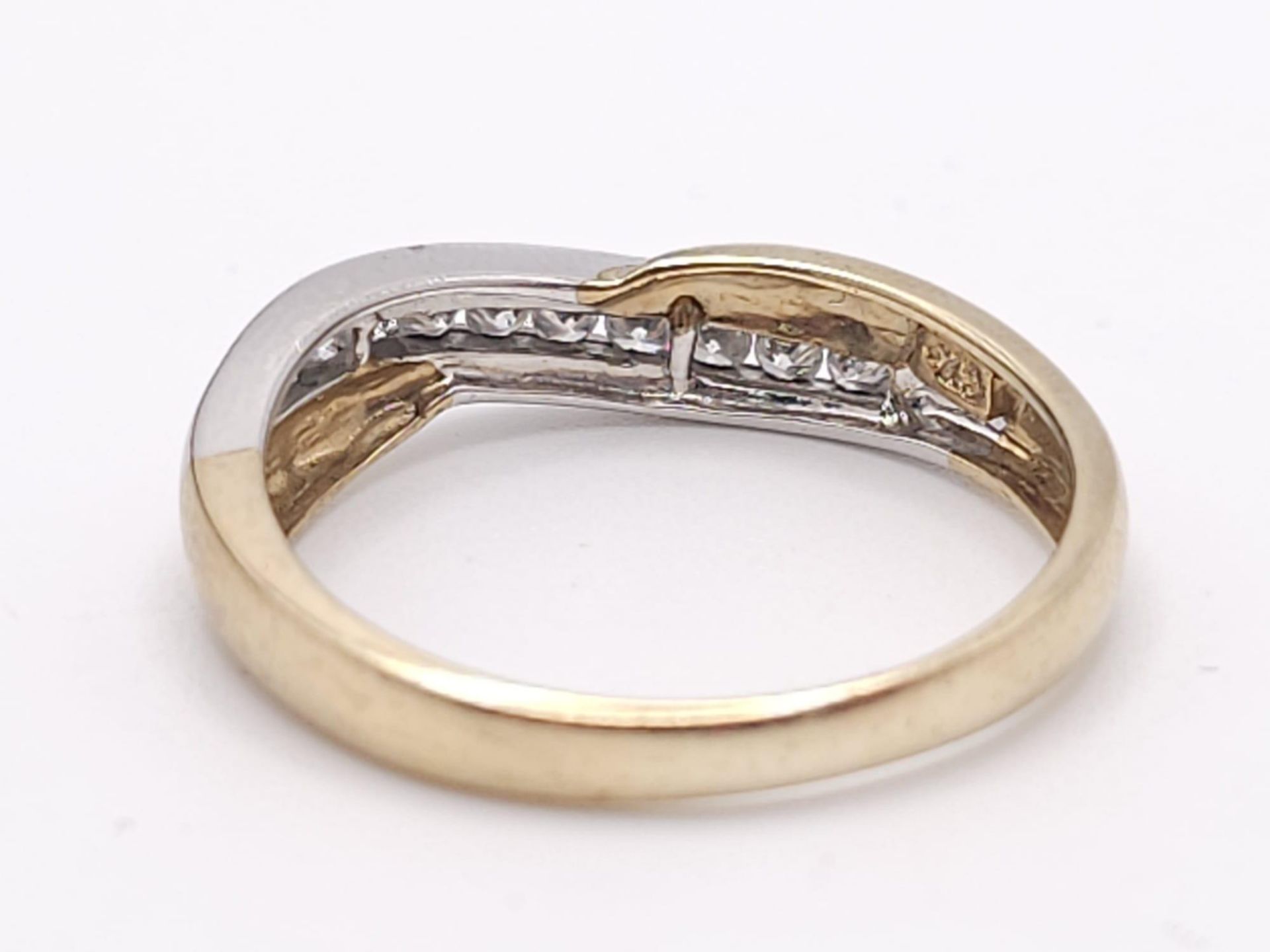 A 9K Yellow Gold and Diamond Half-Eternity Ring. 0.22ctw. 2.3g total weight. Size P. - Bild 4 aus 7
