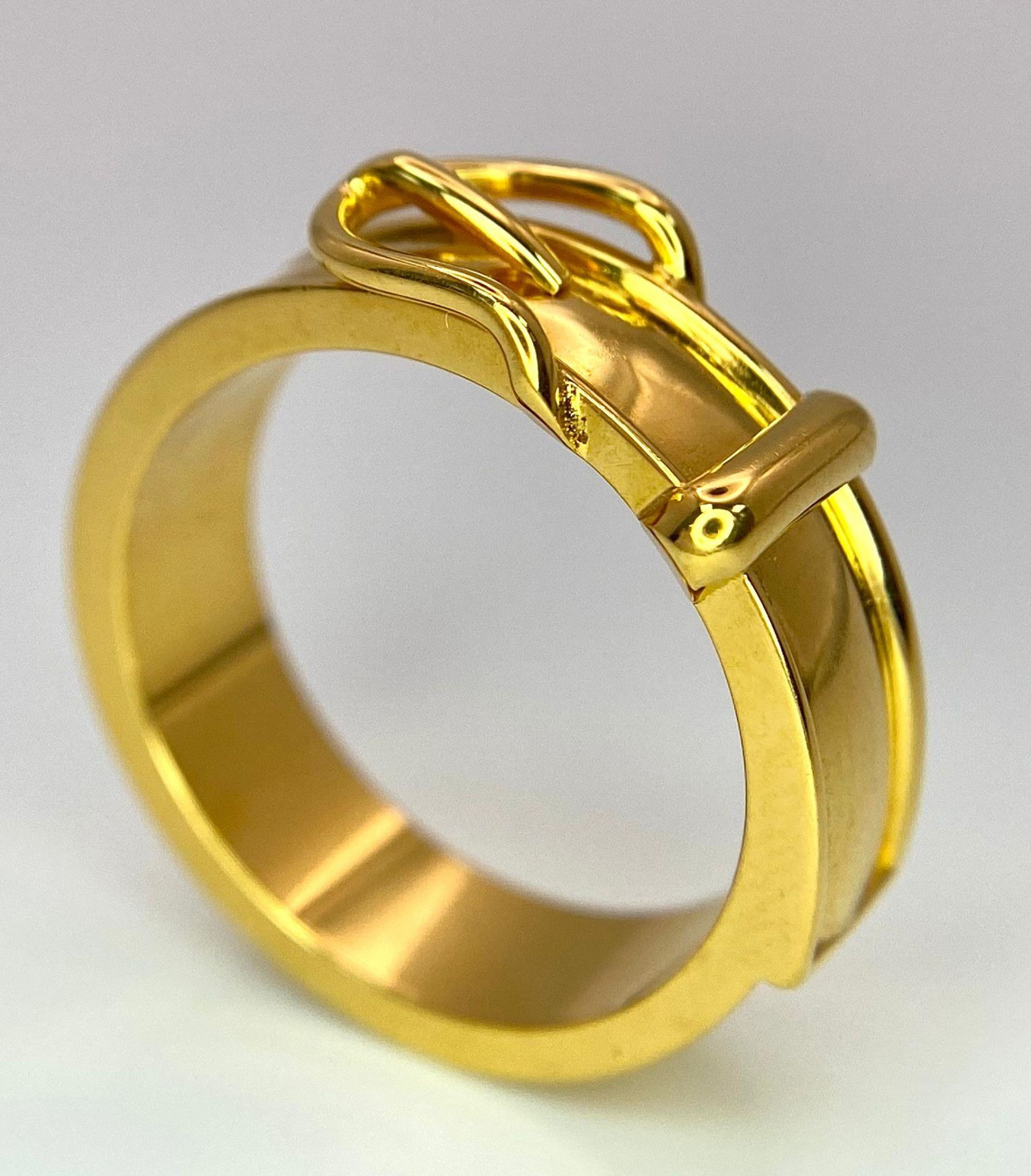 A Gold Plated Hermes Designer Belt Buckle Ring. Size S. - Image 4 of 8