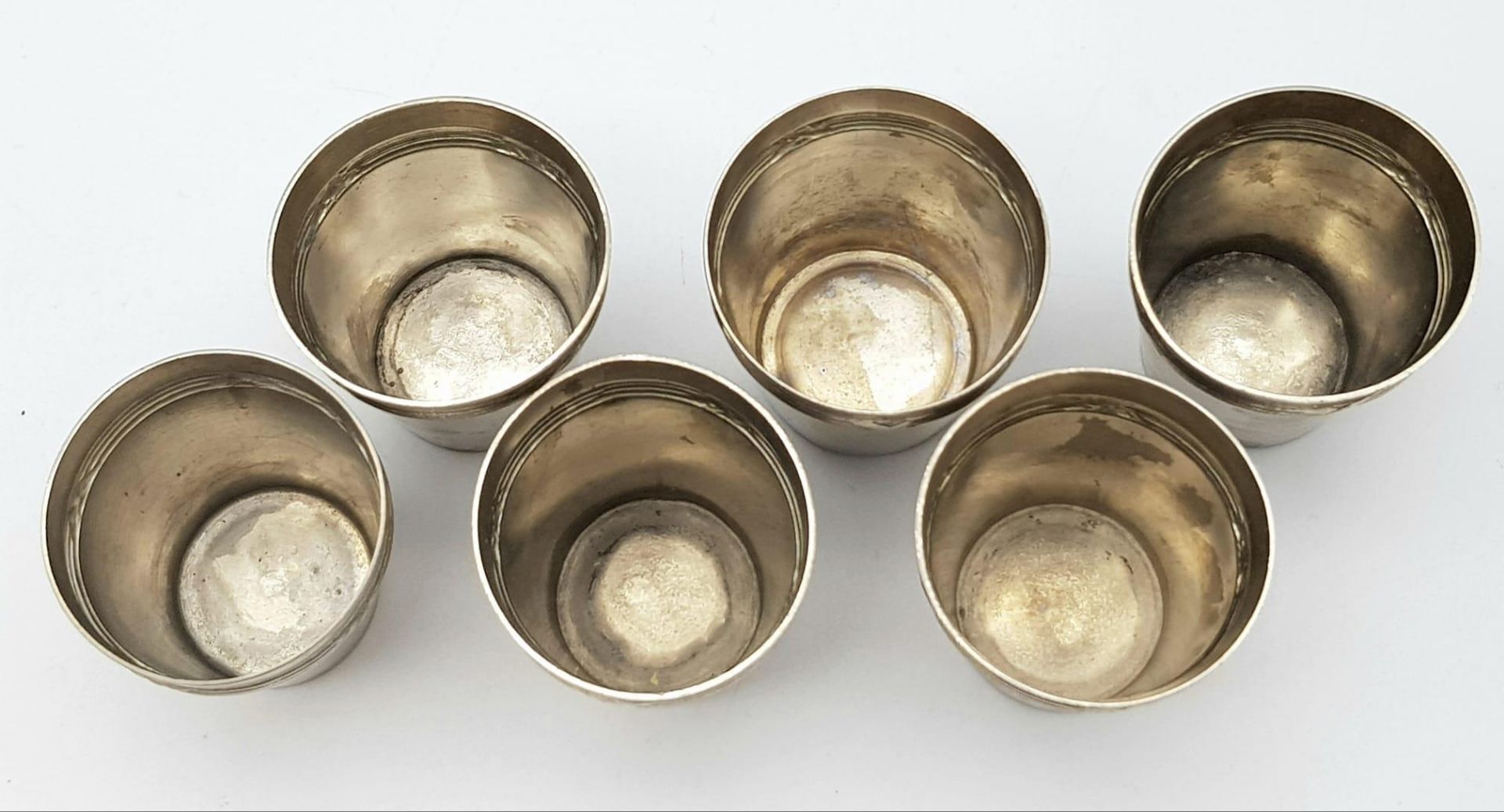 6 x Silver Plated German Gebirgsjäger Division (Mountain Troops) Schnapps Cups. - Image 3 of 5