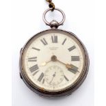 An Antique Sterling Silver H.Stone of Leeds Pocket Watch. Open face with a white dial and sub