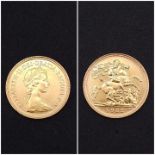 A 1982 Queen Elizabeth II 22K Gold Half Sovereign.