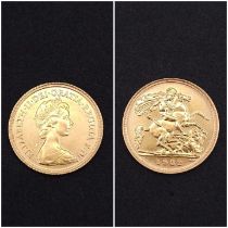A 1982 Queen Elizabeth II 22K Gold Half Sovereign.