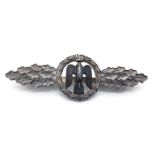 Late WW2 German Luftwaffe Silver Grade Plated Tombac Bombers Pilots Clasp. Un-marked.