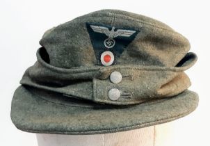 WW2 German Heer (Army) M43 Cap with Jäger (light infantry mountain troops) Insignia.