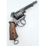 A Rare Antique Belgian 5-Shot (11mm) Self-Cocking Pin Fire Revolver. Belgian proofs, side-gate