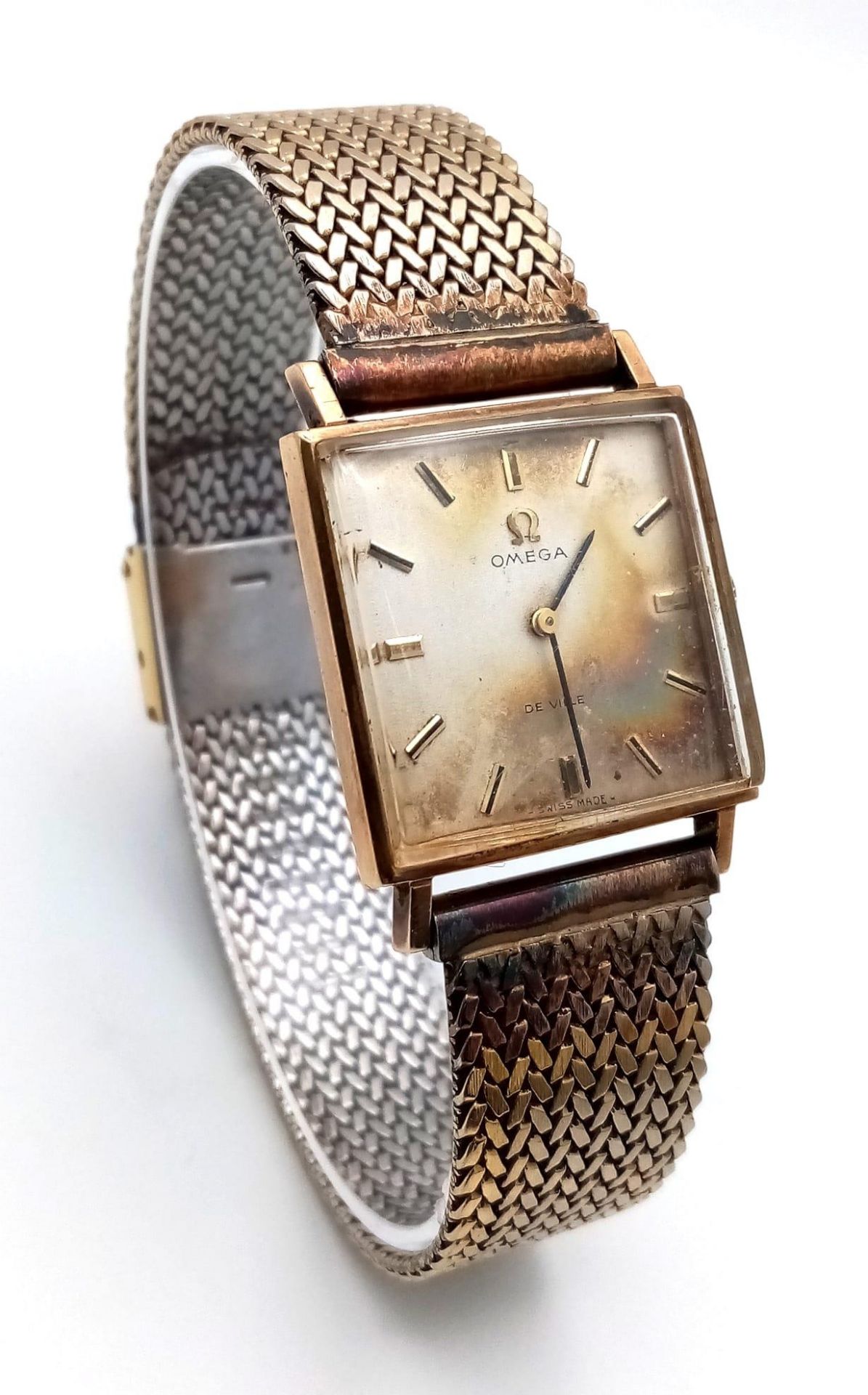 A Vintage Omega 9K Gold Cased Gents De Ville Watch. 620 calibre. Gilded stainless steel bracelet. 9K - Image 3 of 7