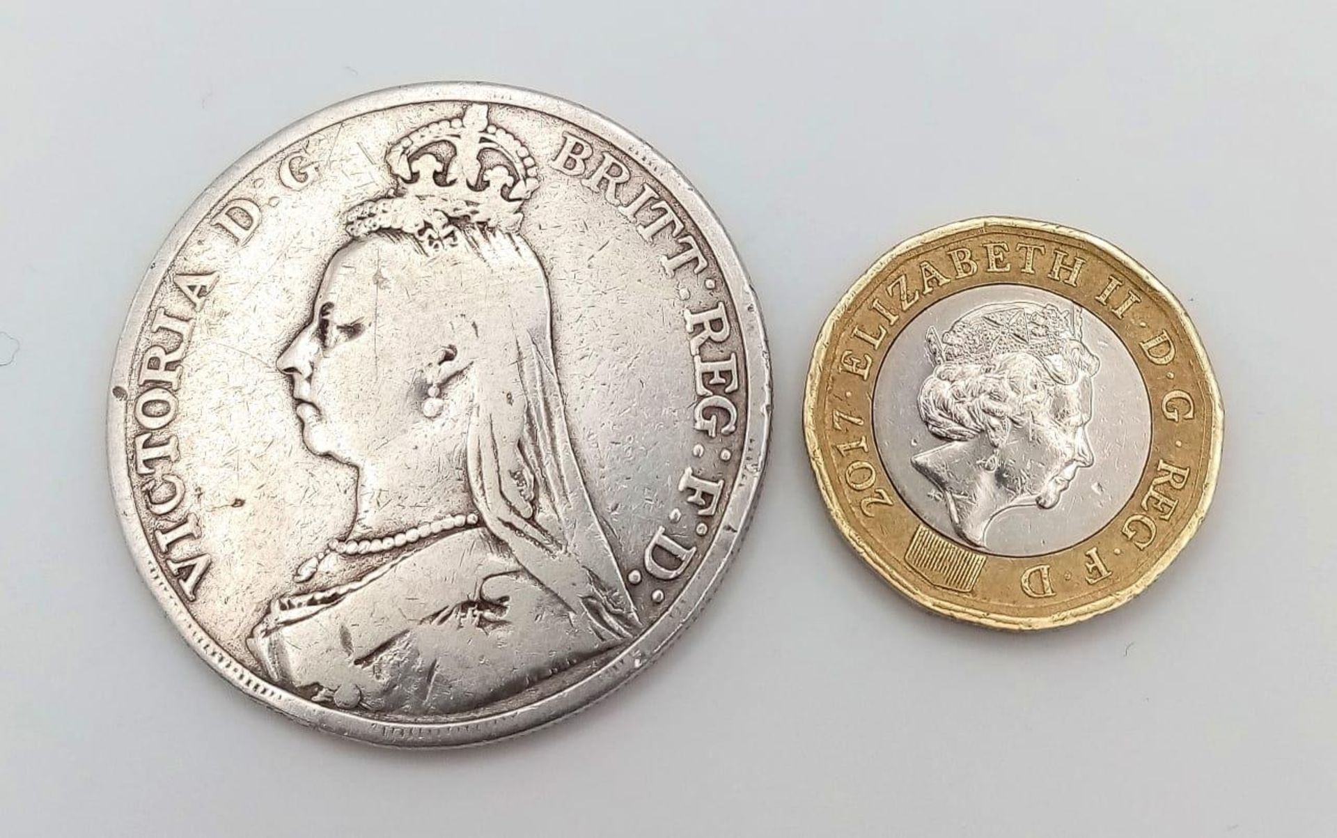 An 1889 Queen Victoria Silver Crown Coin. VF grade but please see photos. - Image 2 of 2