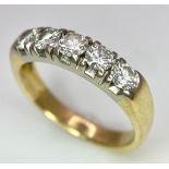 An 18K Yellow Gold Five Stone Diamond Ring. 0.85ctw of brilliant round cut diamonds. Size L. 3.6g