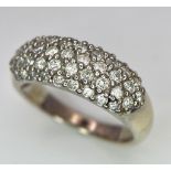An 18 K white gold ring with five round cut diamond bands (0.80 carats). Size: J, weight: 4.4 g.