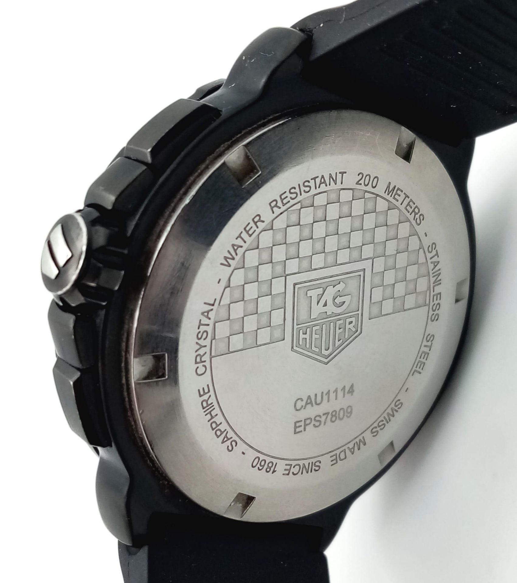 A Tag Heuer Formula 1 Chronograph Gents Quartz Watch. Black Tag rubber strap. Black dial with - Bild 6 aus 10