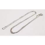 A DELICATE 18K WHITE GOLD TRACE LINK CHAIN, APPROX 20" LONG AND WEIGHT 2G