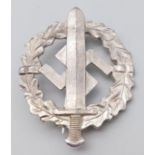 WW2 German Silver Grade SA Sports Badge. Makers marked on rear