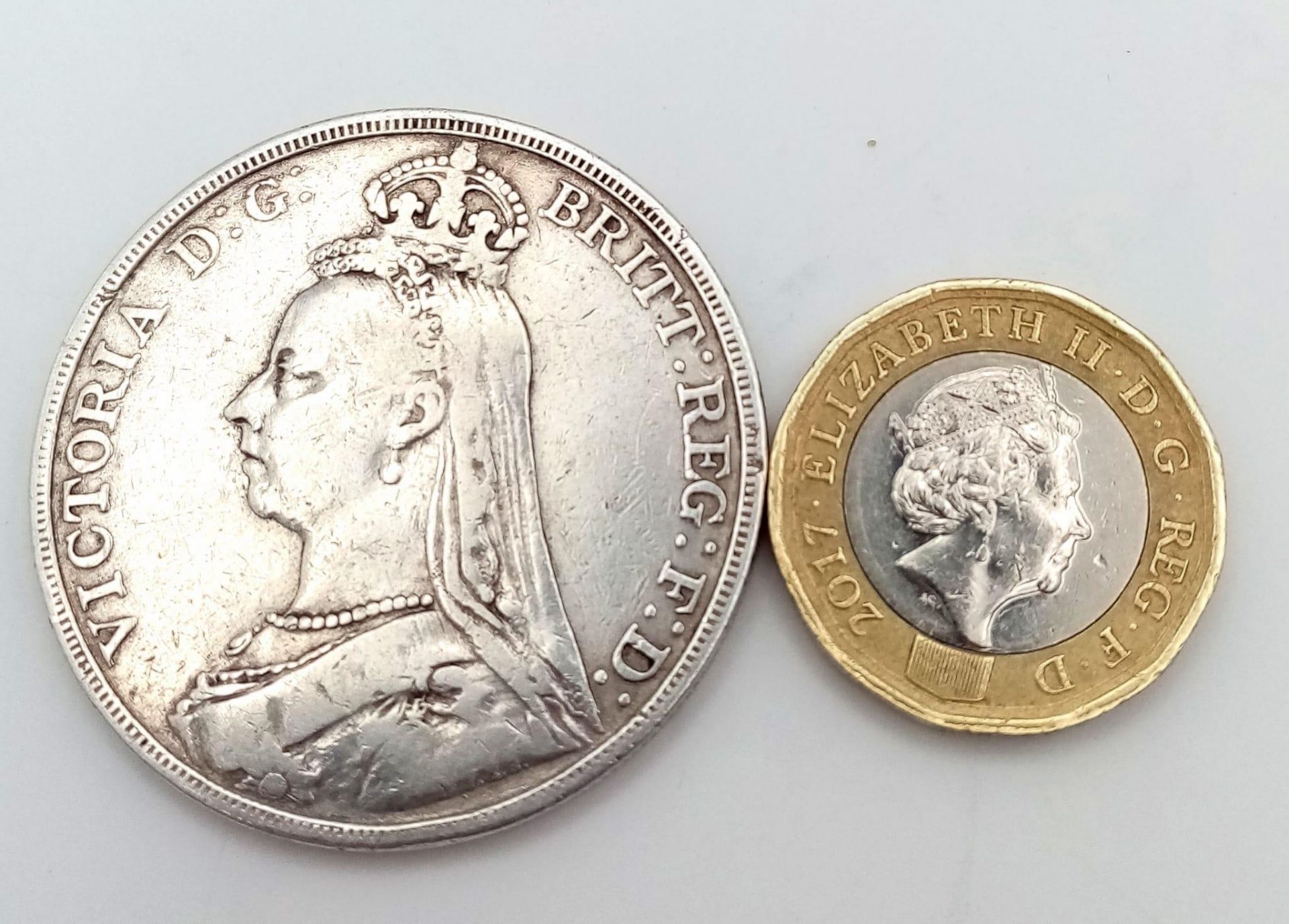 An 1891 Queen Victoria Silver Crown. VF grade but please see photos. - Bild 3 aus 3