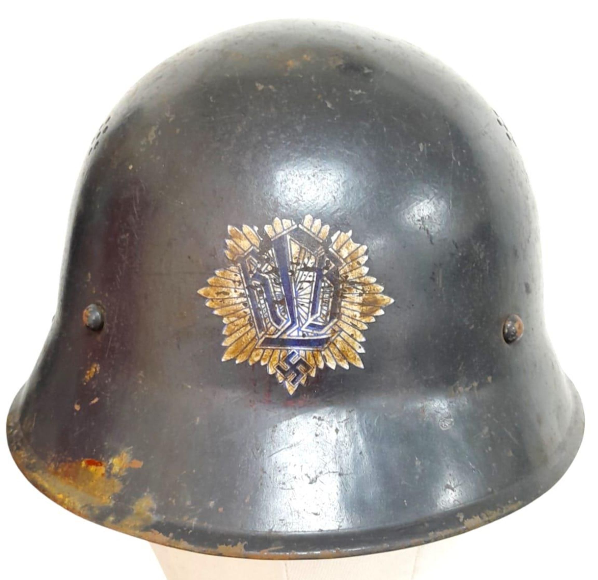 WW2 Czech M30 Helmet used by the German RLB (Air Raid Warden) Apart form the re-cycling element,