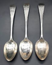 A collection of 3 antique sterling silver spoons. Full hallmarks London, 1879. Total weight 138.