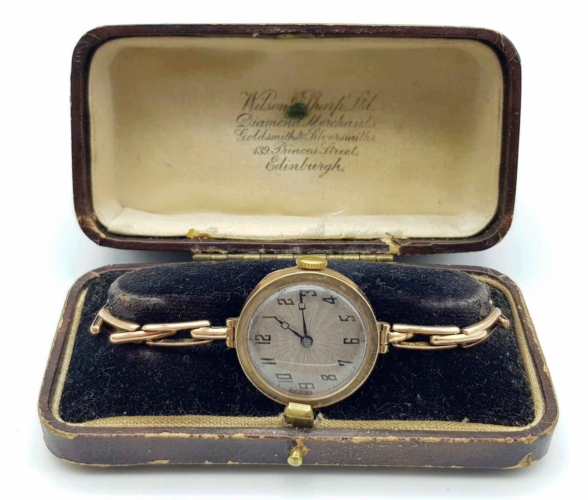 An antique, 9 K rose gold UNICORN watch with spring loaded adjustable bracelet. Swiss made, 15 - Bild 6 aus 8