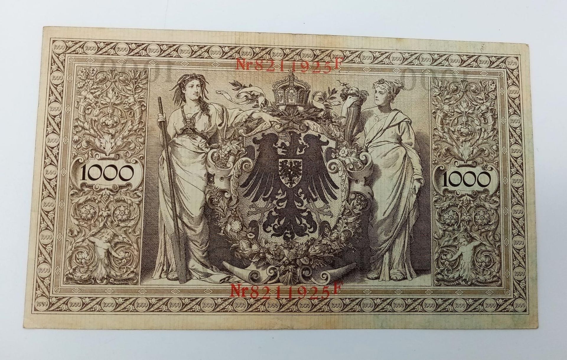 A 1910 German 1000 Mark Bank Note. Very good condition. - Bild 2 aus 2