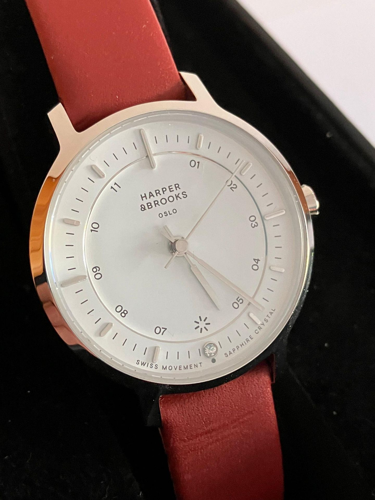 Ladies Harper and Brooks Wristwatch from Oslo Norway.Quartz movement. Leather strap. Complete with