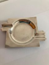 Vintage SOLID SILVER ASH TRAY in Art Deco style. Clear hallmark for Turner and Simpson, Birmingham