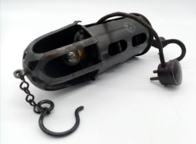 A Vintage 1930s RAF Aircraft Radio Operator Lamp - For Map Reading. 17cm plus hanging chain.