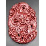 A Rich Red Cinnabar Decorative Dragon Pendant. 5.5cm