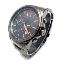 An Armani Exchange Quartz Chronograph Watch. Graphite grey coloured stainless steel bracelet and