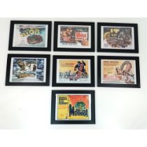 A Fabulous Kitsch Collection of Seven Framed Vintage Horror B Movie Mini Posters. Perfect for desk