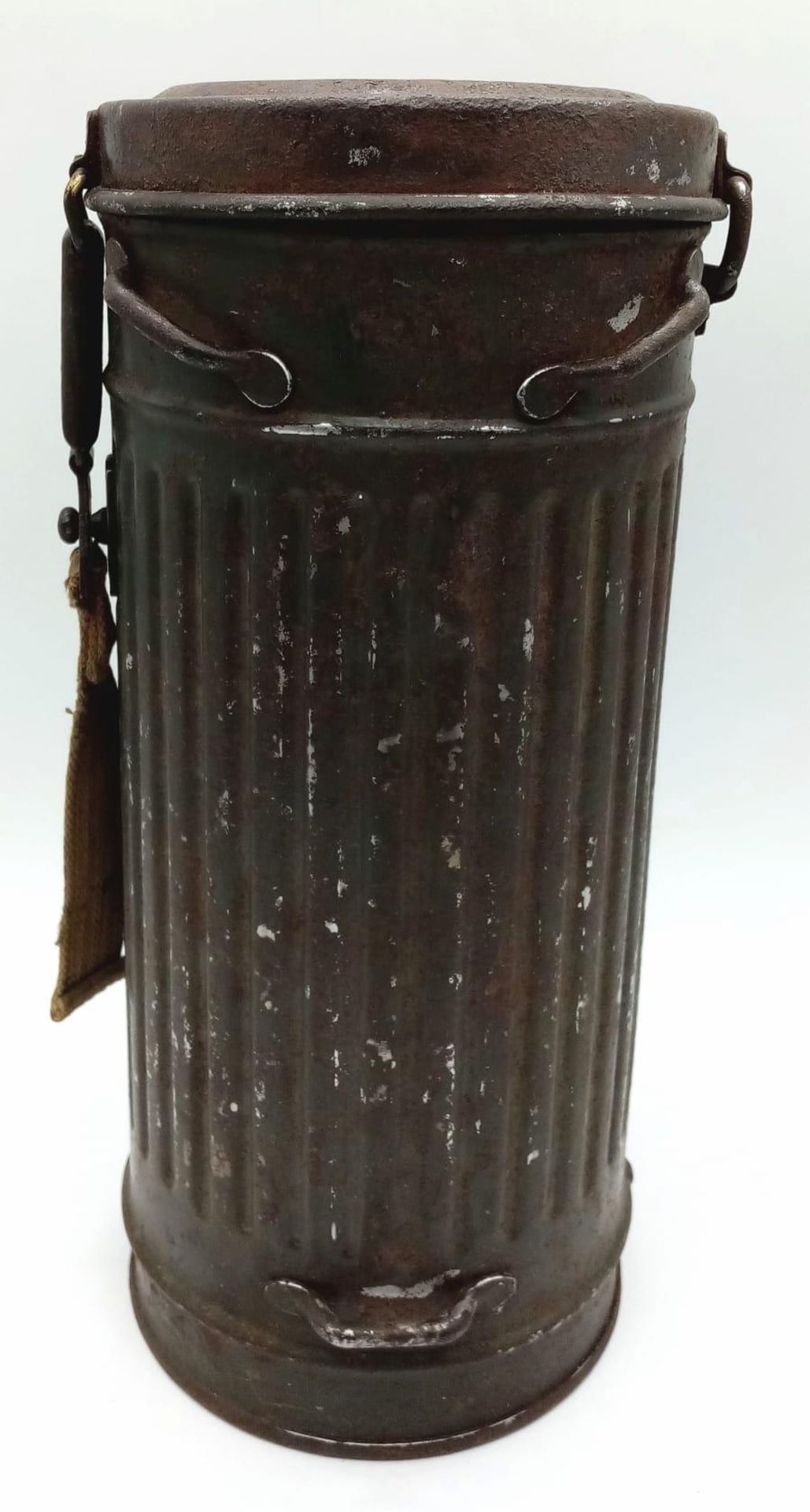 WW2 German Medics Gas Mask Canister with the soldier’s name on the bottom. Medics would often use - Image 3 of 8