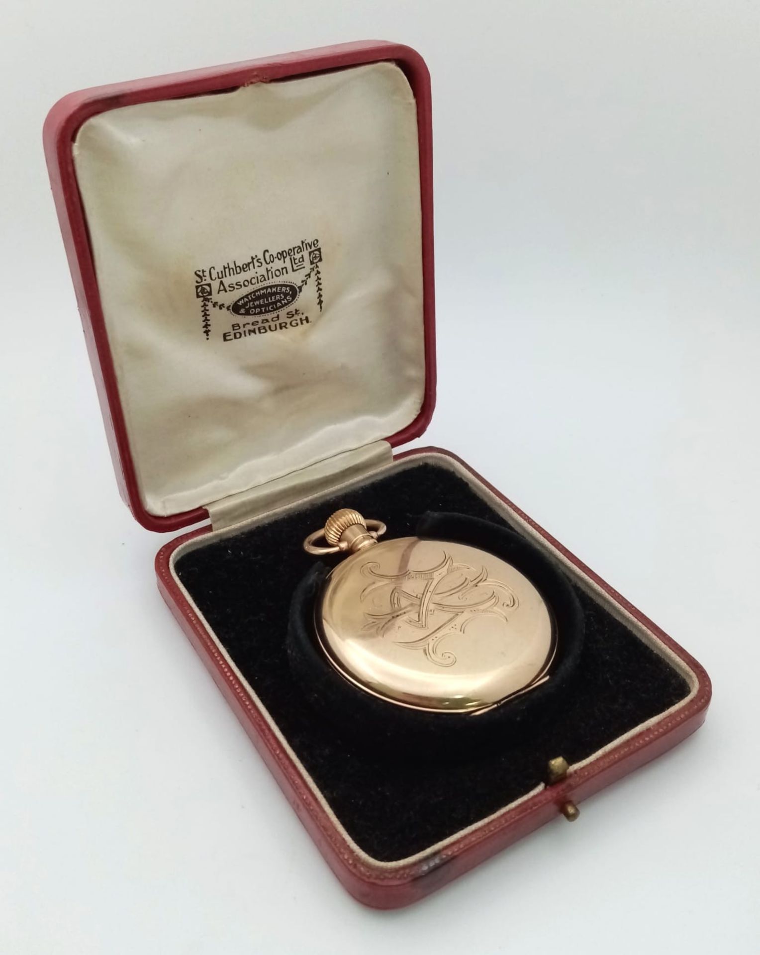 An Antique 10K Gold-Plated Cased Waltham Traveler Full Hunter Pocket Watch. Dennison case. Top winde - Bild 11 aus 12