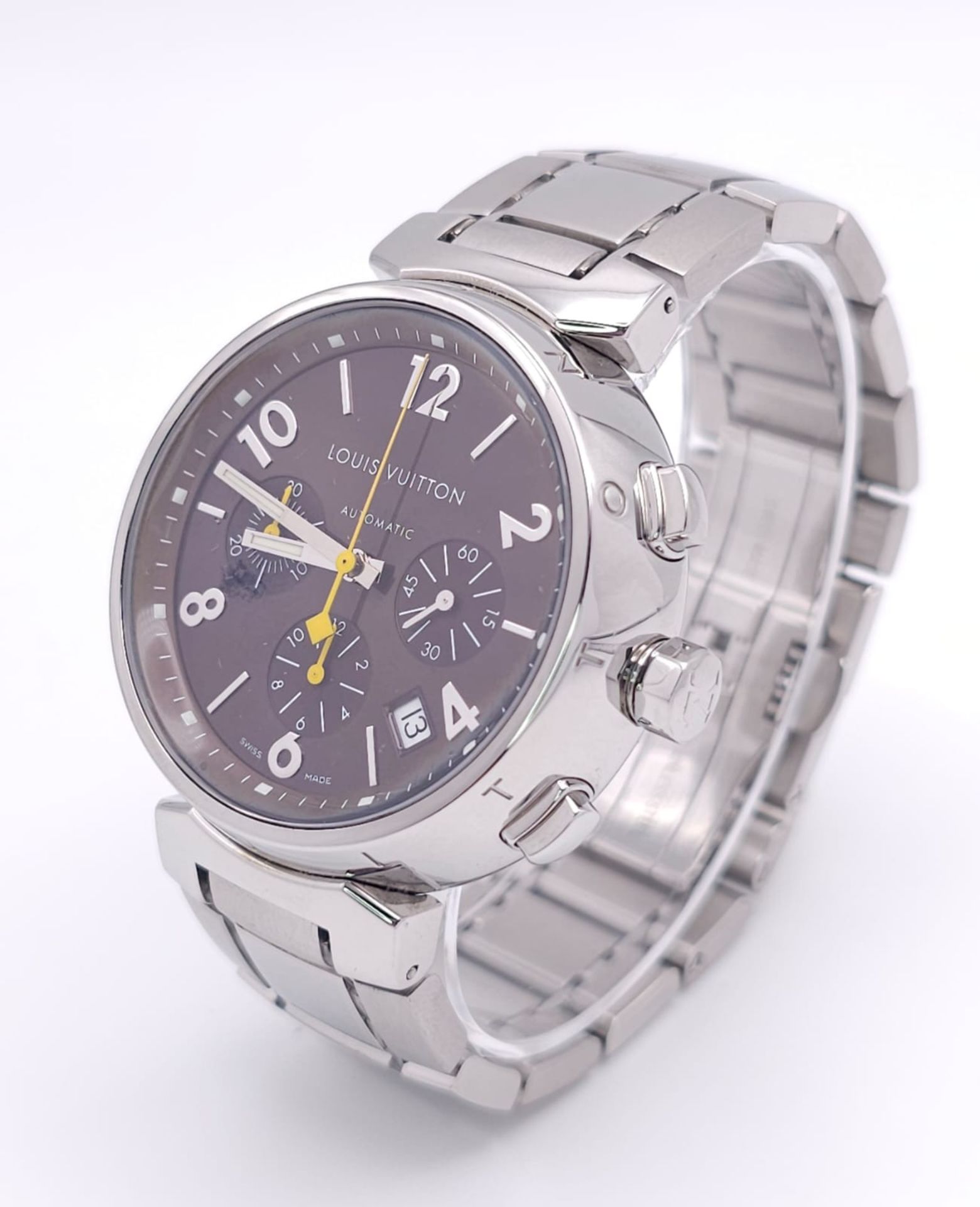 A Louis Vuitton Automatic Gents Chronograph Watch. Stainless steel bracelet and case - 43mm. Dark - Image 2 of 8