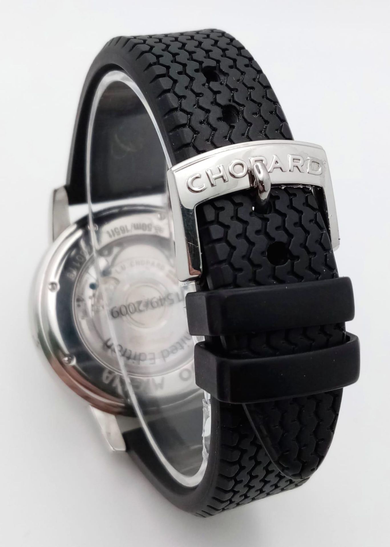 A Chopard Miglia Automatic Chronograph Gents Watch. Black vulcanized rubber strap. Stainless steel - Bild 7 aus 14
