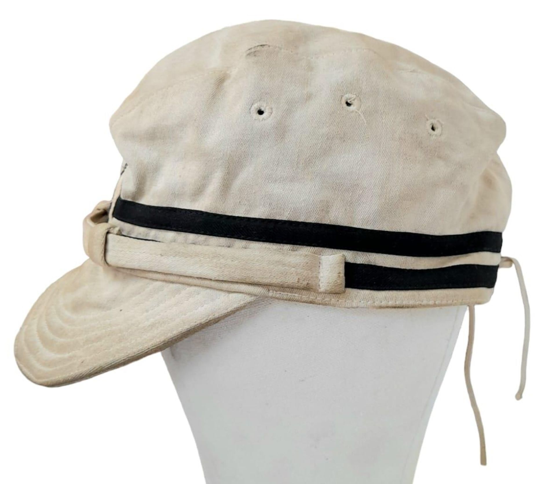 WW2 Japanese Naval Officers Tropical Shore Cap. - Image 2 of 5