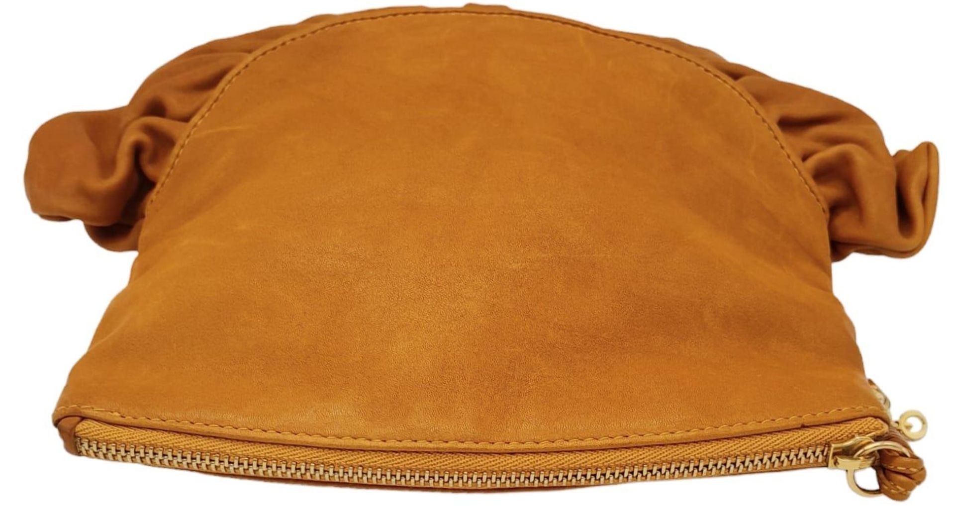 A Christian Dior Caramel Ruffled Clutch Bag. Leather exterior with gold-toned hardware and a - Image 6 of 9
