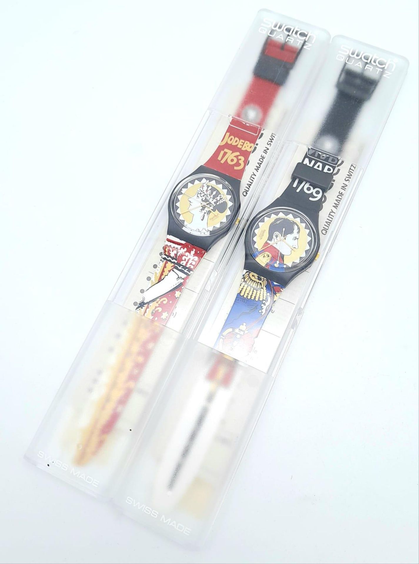 A Boxed, Unused Pair of Swatch Watches Commemorating Napoleon and Josephine. In Original Inner and - Bild 7 aus 10