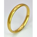 A Vintage 22k Yellow Gold Band Ring. 3mm width. Size L. 2.85g weight. Full UK hallmarks.