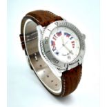 A Corum Memotime - Save the Sea Limited Edition Quartz Unisex Watch. Brown leather strap.