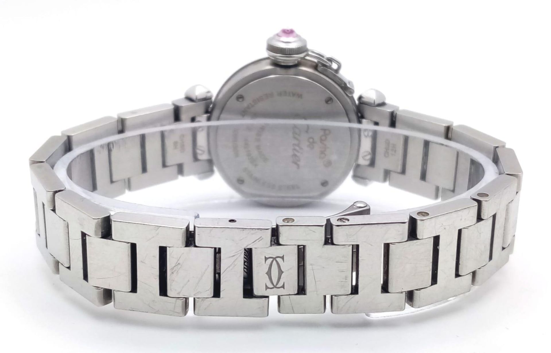 A Pasha De Cartier Quartz Ladies Watch. Stainless steel bracelet and case - 28mm. Metallic pink - Image 6 of 19