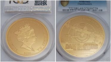 A Limited Edition Dam Busters 1oz Fine Gold (.999) Proof Coin. This 2018 (One Hundred Pound) Gold