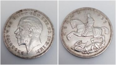 A 1935 George V Silver Rocking Horse Crown Coin. EF grade but please see photos.