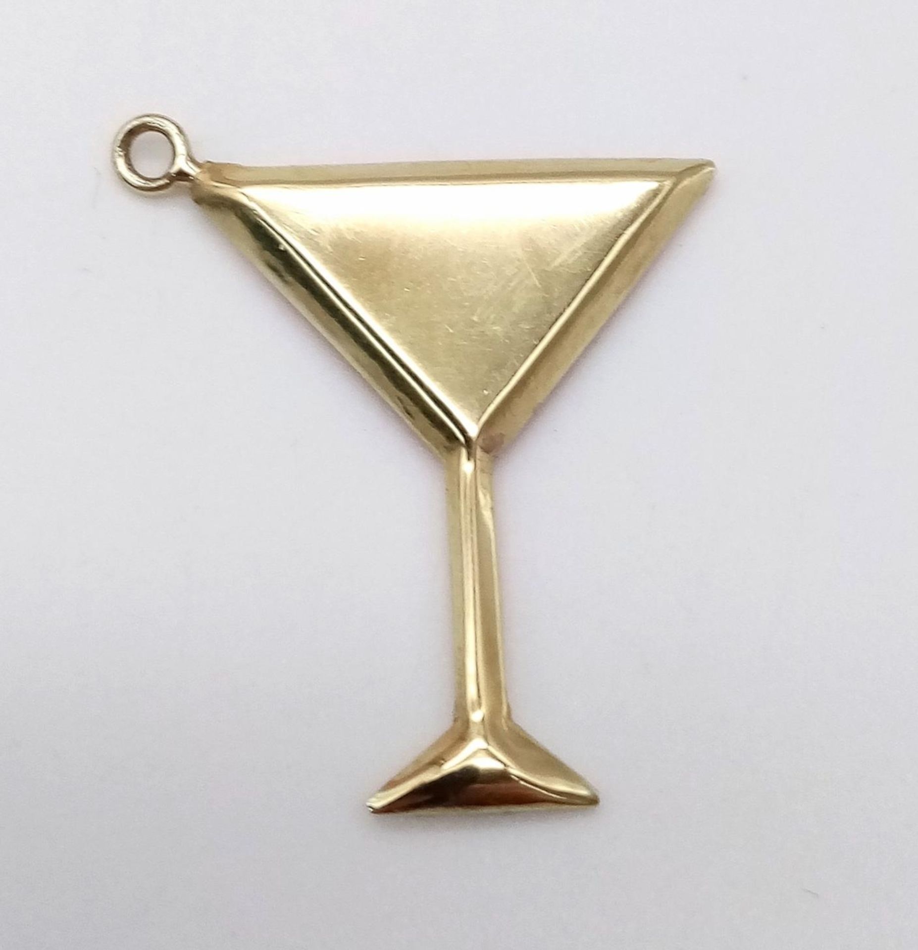 A 9K GOLD STONE SET COCKTAIL GLASS CHARM/PENDANT . .4gms - Image 2 of 3