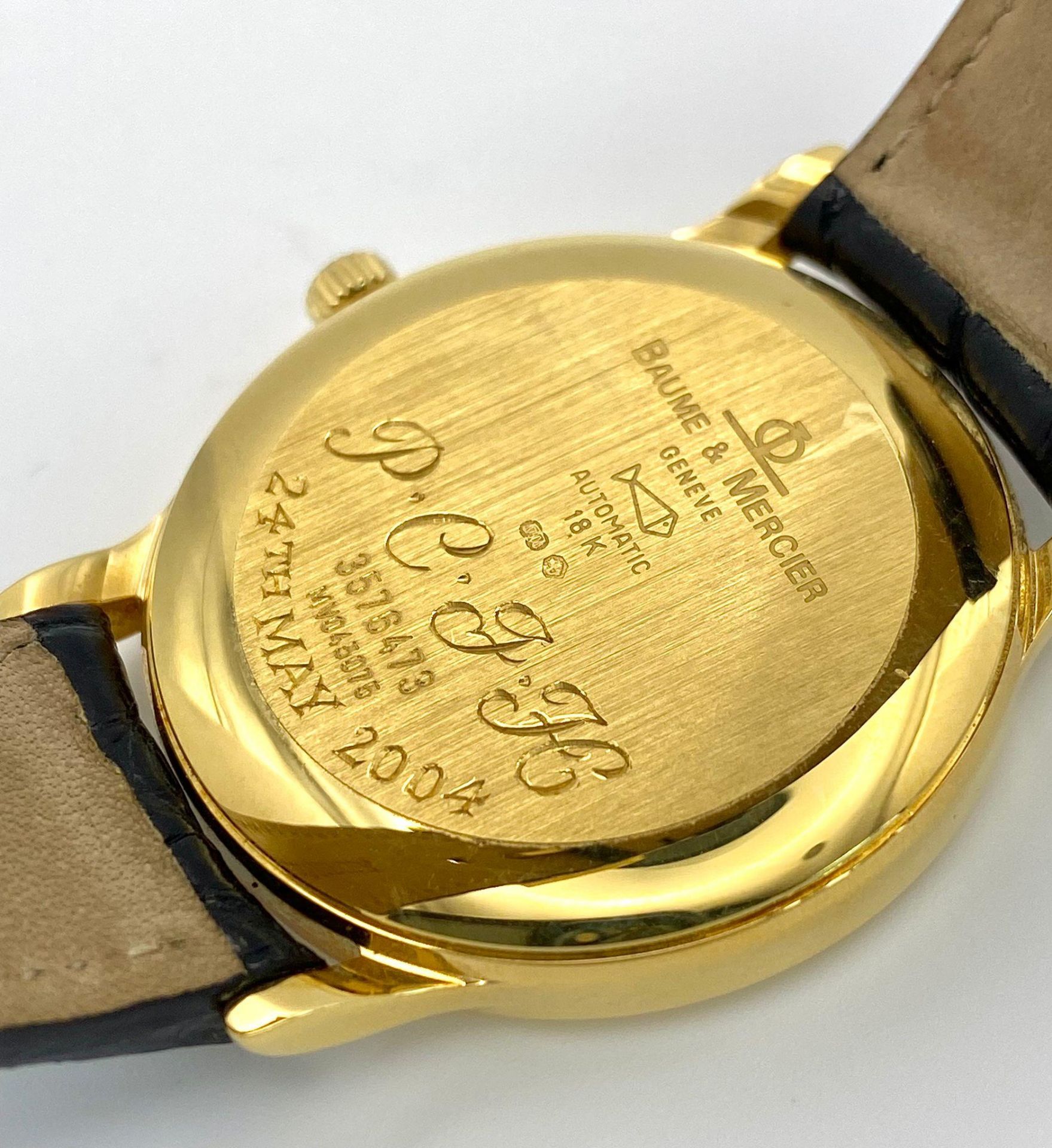 A Baume and Mercier 18K Gold Cased Automatic Gents Watch. Model - MV045075. Black leather strap. 18k - Bild 15 aus 21