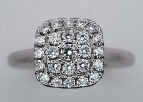 A 18K WHITE GOLD DIAMOND CLUSTER RING 0.35CT 3.9G SIZE L RPM 4002