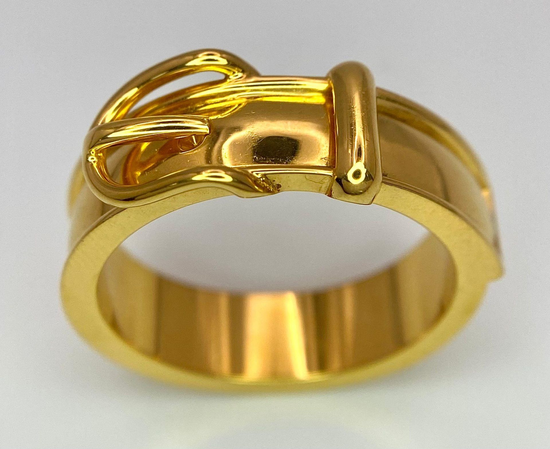 A Gold Plated Hermes Designer Belt Buckle Ring. Size S. - Image 2 of 8