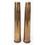Two WW2, 1942 Dated, Brass Shell Cases. 31cm Tall. Ideal for historical display or use as vases.