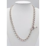 A stylist 925 silver curb link T-bat necklace. Total weight 55G. Total length approx 47cm.