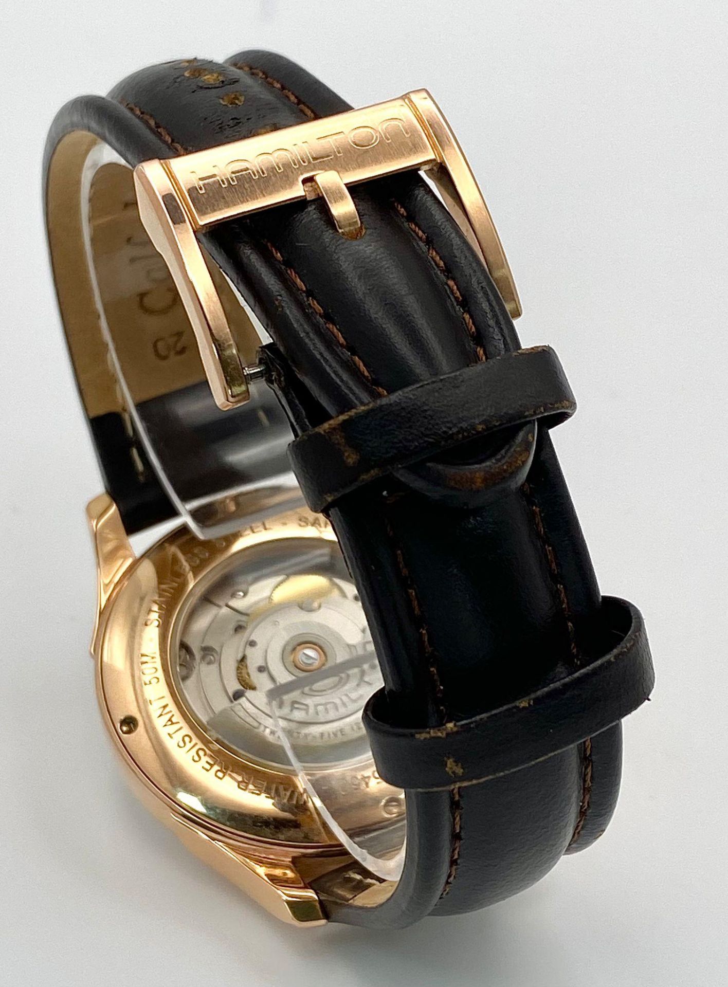 An Excellent Condition Hamilton Viewmatic Jazzmaster Rose Gold Plated Automatic Date Watch Model - Image 6 of 9