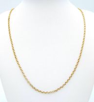 A 9 K yellow gold chain necklace, length: 56 cm, weight: 7.2 g.