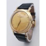 A Vintage 14k Gold Cased International Watch Company Automatic Gents Watch. Black crocodile strap.