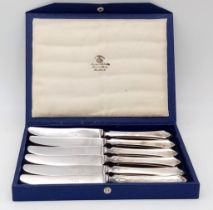 A collection of 6 vintage sterling silver handled Mappin&Web tea knives. Full hallmarks Sheffield,